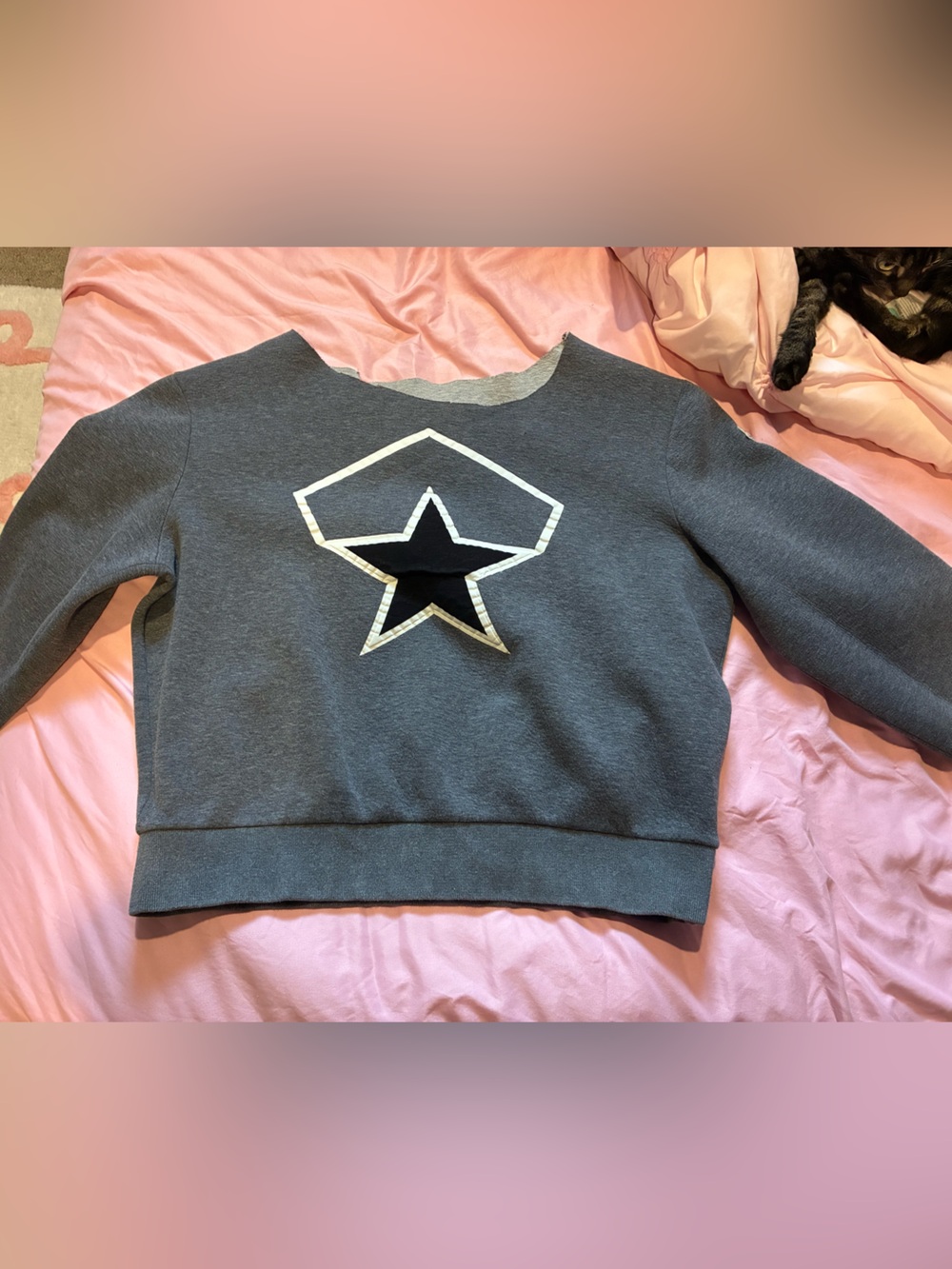 Moncler Off-the-Shoulder Sweater with Star Motif - Gray & Black